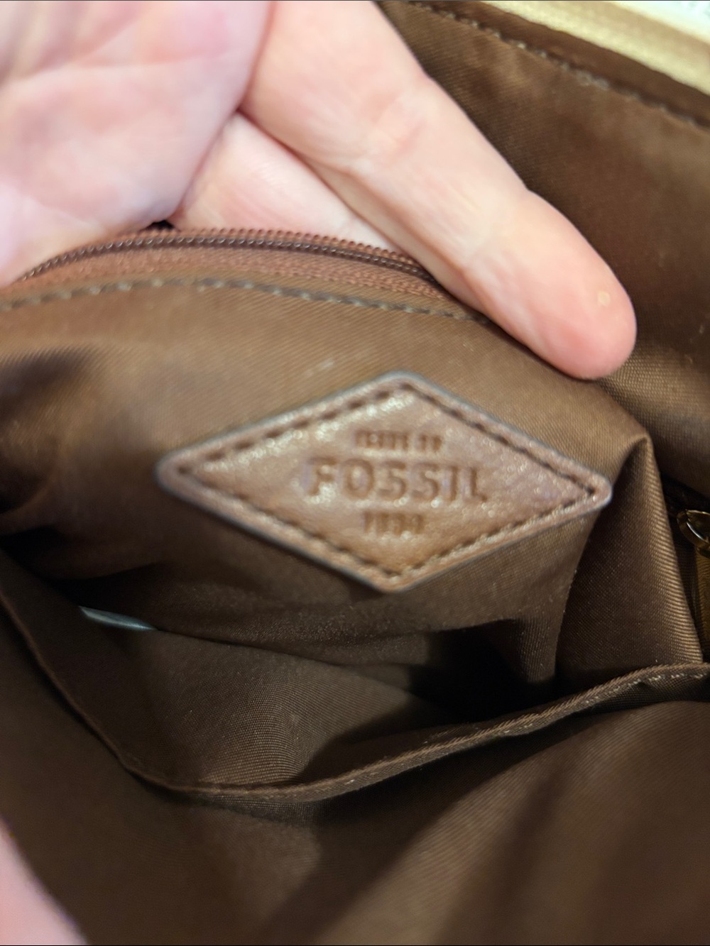 Fossil Tri-Tone Leather Crossbody in Brown, Black, Cream - Picture 10 of 13
